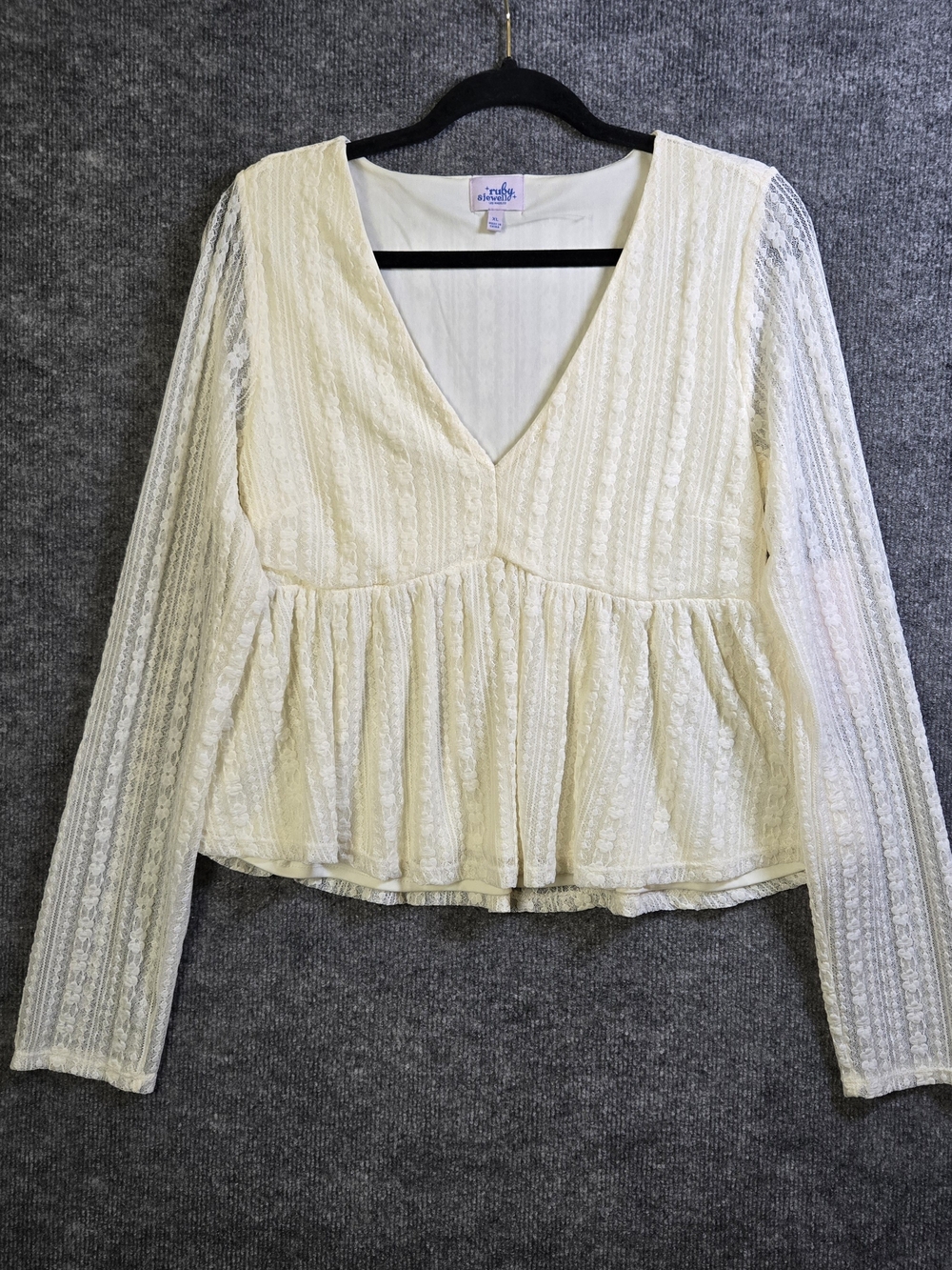 Ruby and Jewell Top Womens XL Cream Lace Babydoll Coquette Y2K New